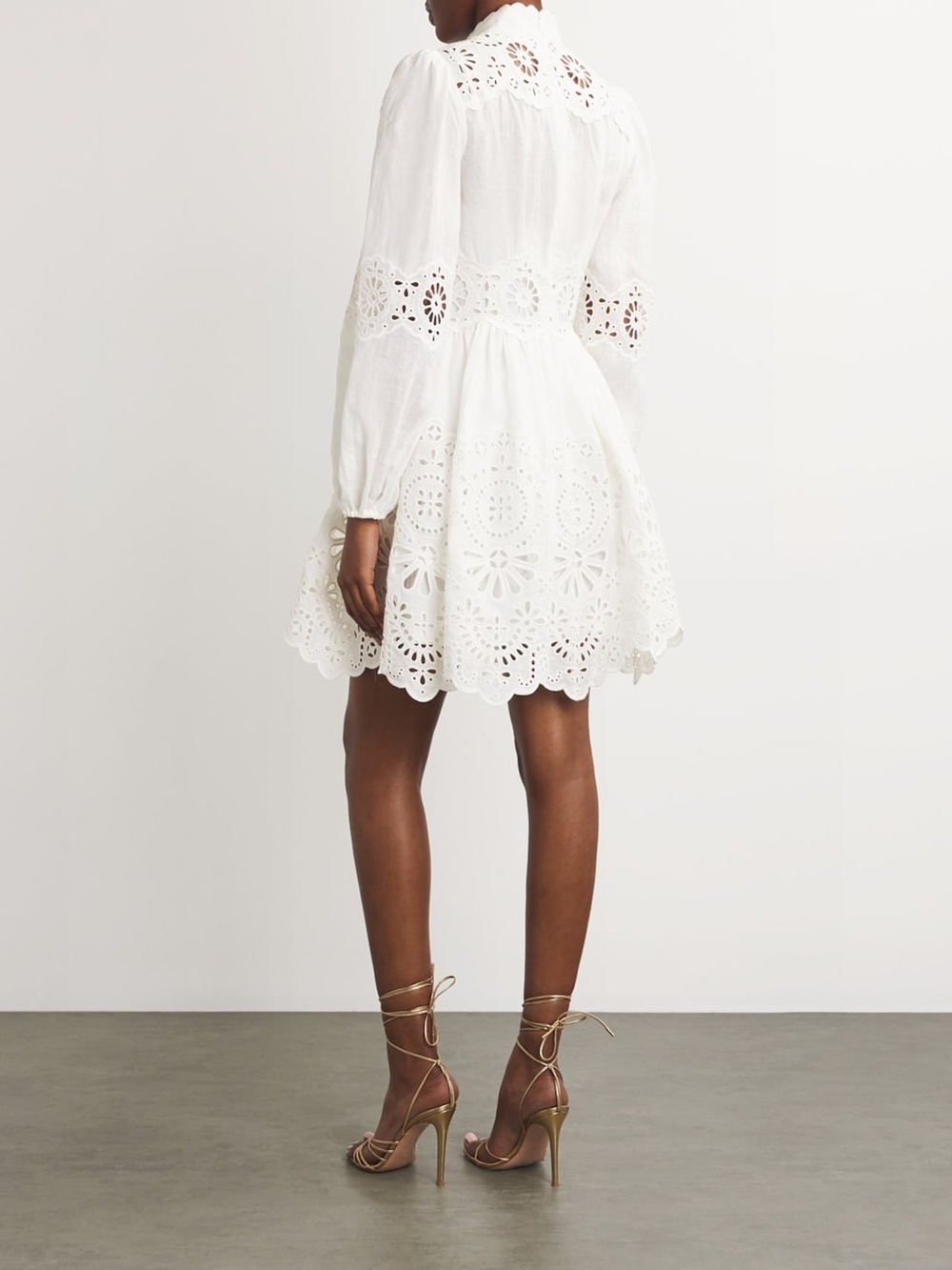 NWT Zimmermann Acacia Broderie Ivory Anglaise White Eyelet Lace Mini Dress - Picture 4 of 14